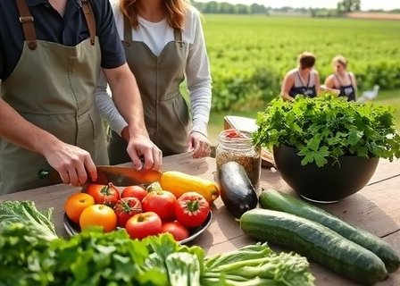 Family cooking with fresh farm produce at Playbusid