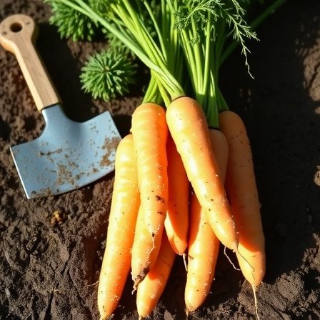 Freshly planted carrots in the spring soil, symbolizing sustainable growth